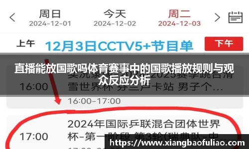 直播能放国歌吗体育赛事中的国歌播放规则与观众反应分析
