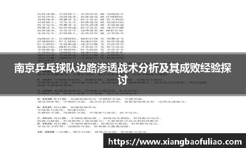 南京乒乓球队边路渗透战术分析及其成败经验探讨