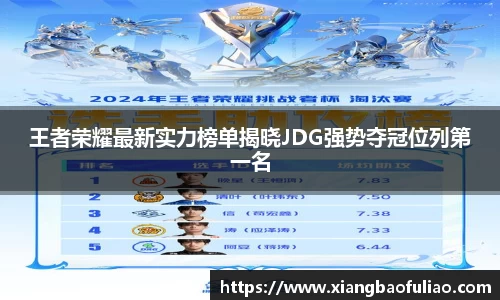 王者荣耀最新实力榜单揭晓JDG强势夺冠位列第一名