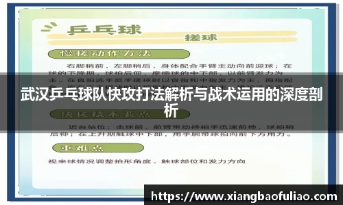 武汉乒乓球队快攻打法解析与战术运用的深度剖析